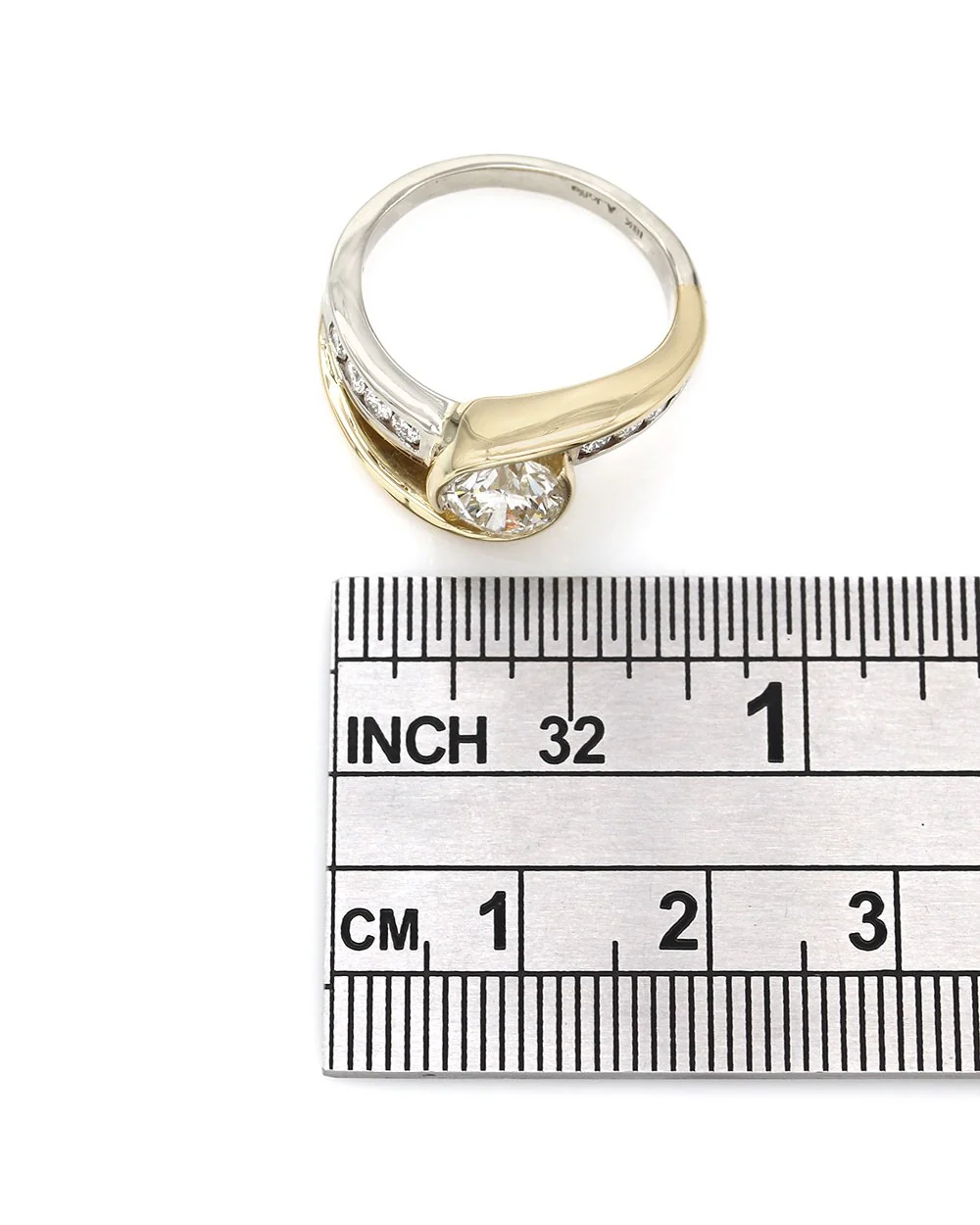 Channel Set Diamond Bypass Ring in Gold - Image 3