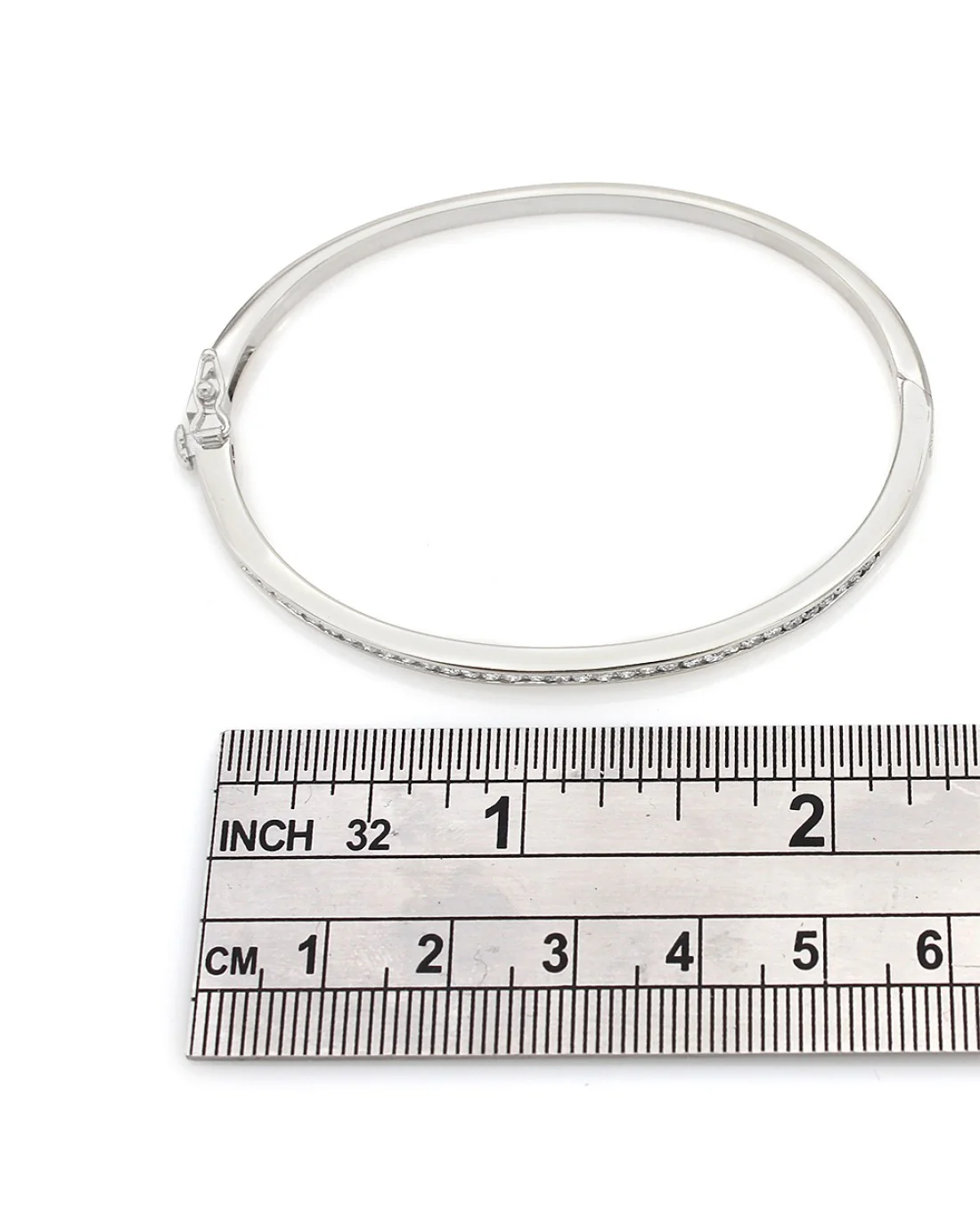 Channel Set Diamond Hinged Bangle Bracelet - Image 3