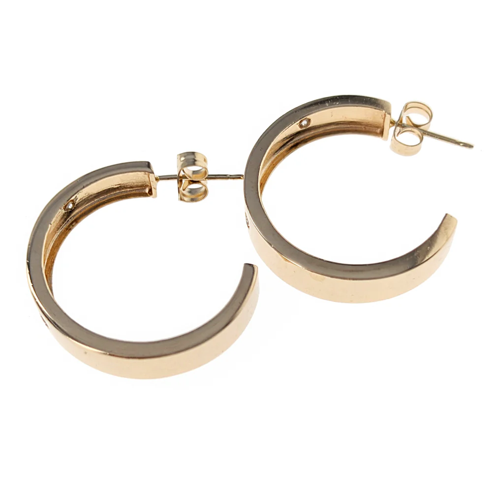 Channel Set Diamond Hoop Earrings in Yellow Gold - Image 2