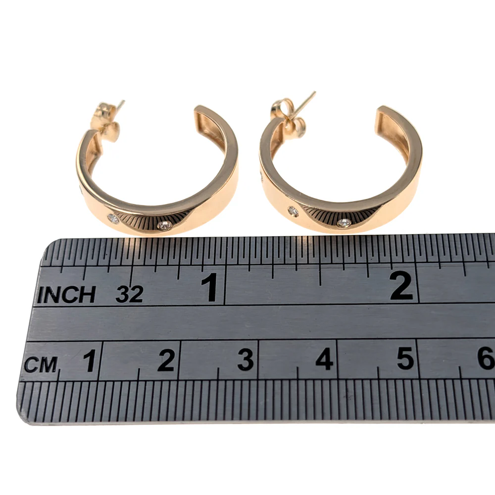 Channel Set Diamond Hoop Earrings in Yellow Gold - Image 3