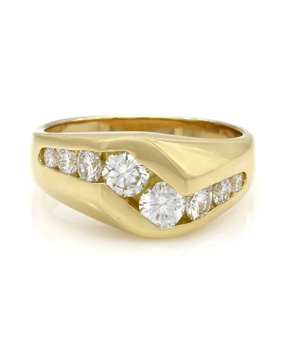 Channel Set Diamond Wave Ring in Gold - Image 2