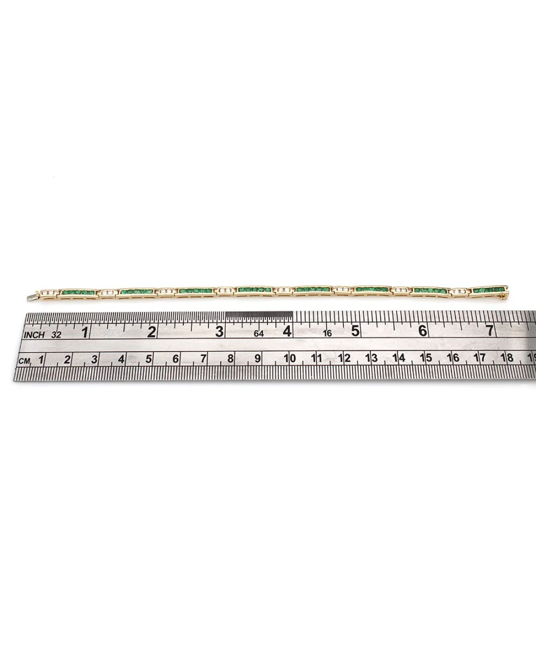 Channel Set Emerald and Diamond Inline Bracelet - Image 3