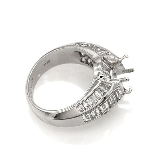 Christopher Designs Crisscut Baguette Diamond Ring Mounting in Platinum