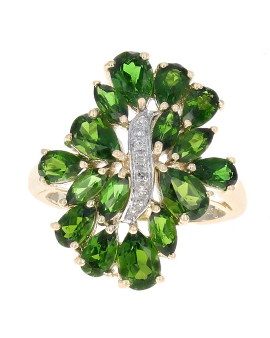 Chrome Diopside and Diamond Accent Cocktail Ring - Image 2
