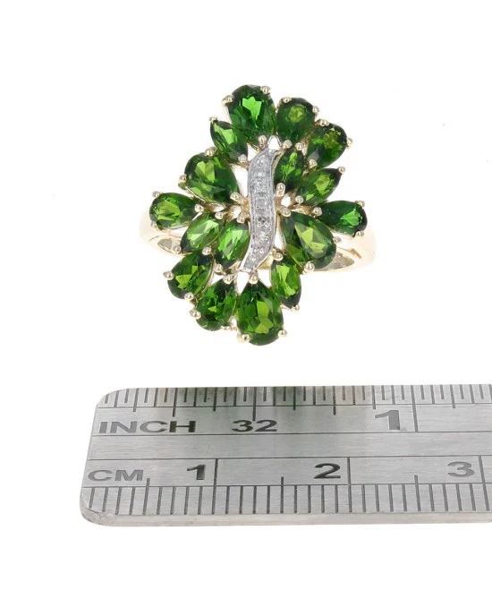 Chrome Diopside and Diamond Accent Cocktail Ring - Image 3