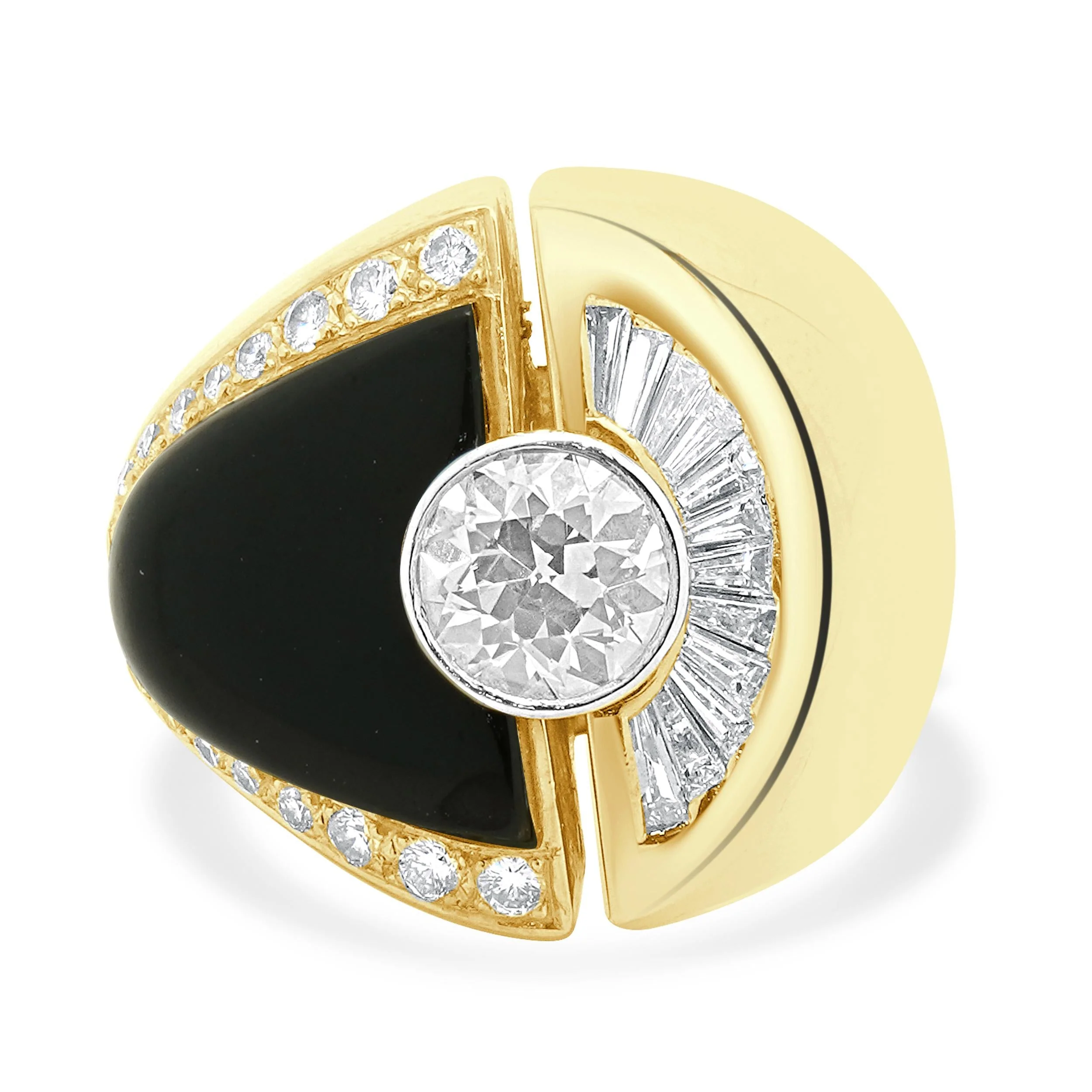 Cornelis Hollander 18K Yellow Gold Diamond and Onyx Men’s Ring