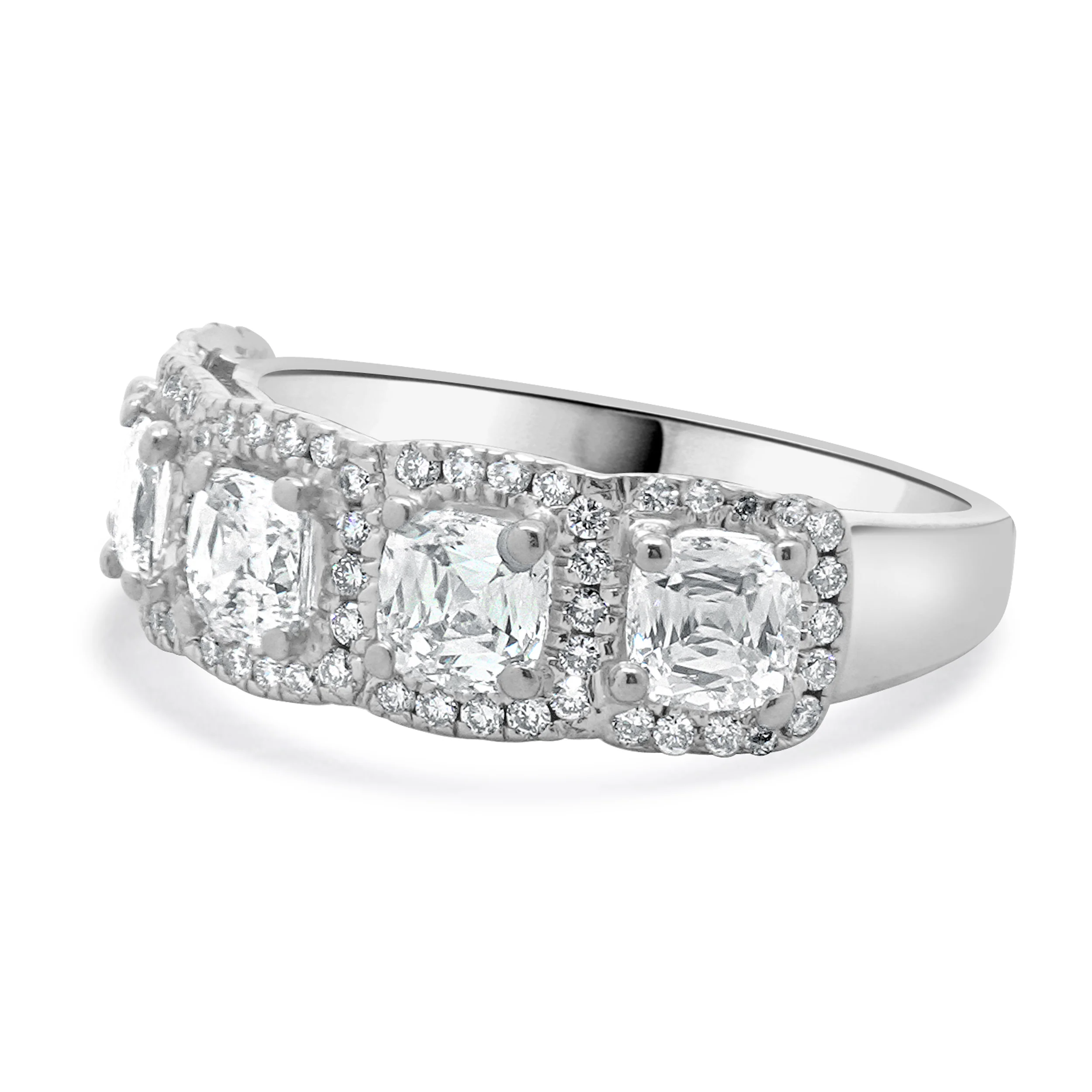 Crisscut 18 Karat White Gold Five Diamond Halo Band - Image 2