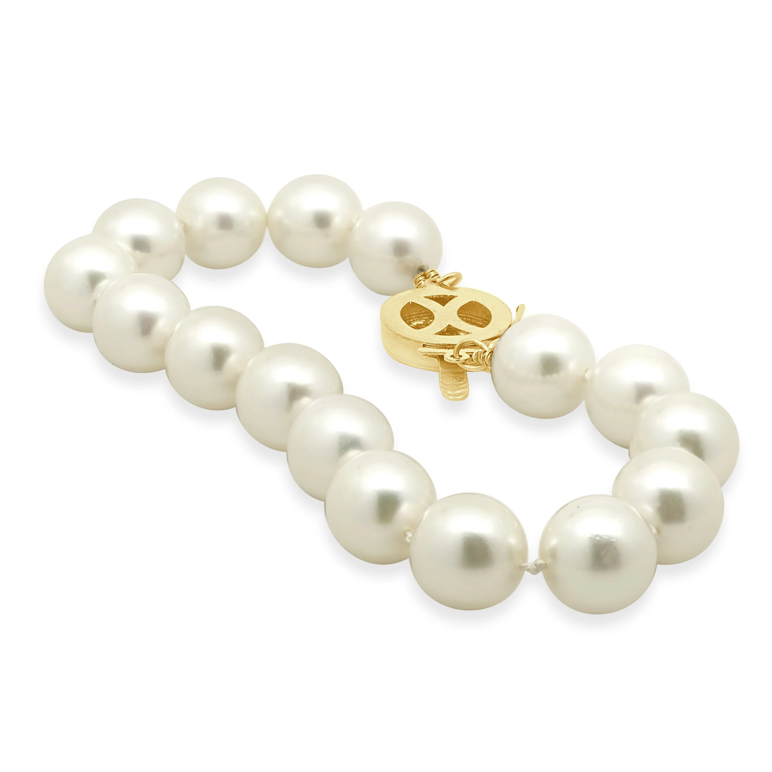 Cultured Pearl Bracelet with 14K Yellow Gold Round Filigree Clasp 7.25" - Image 3