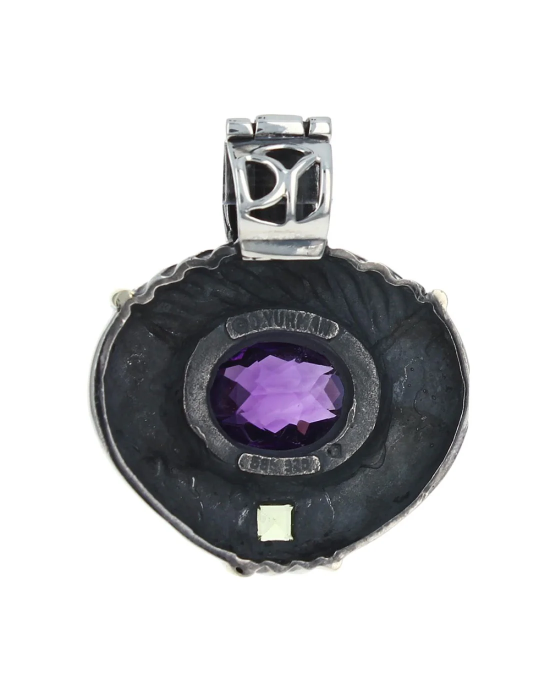 David Yurman Amethyst Cushion Square Peridot Enhancer Pendant - Image 2