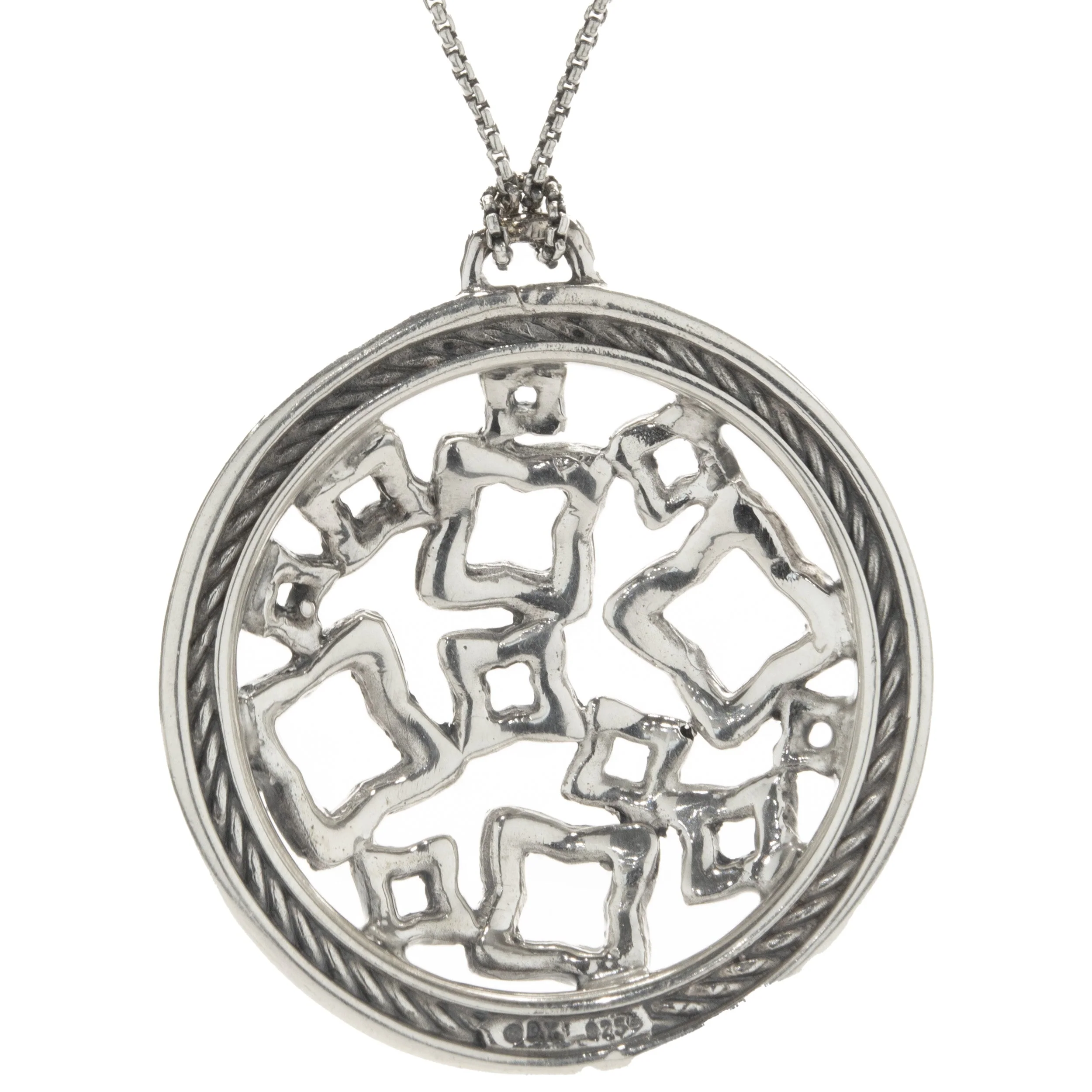 David Yurman Sterling Silver Diamond Quatrefoil Disc Necklace - Image 2