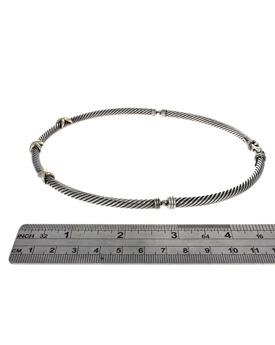 David Yurman Triple X Cable Collar Necklace in Silver and Gold - Image 4