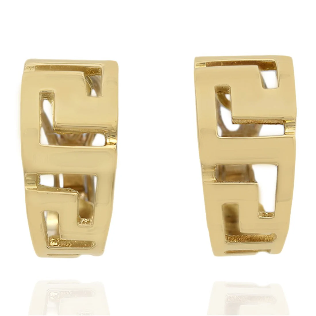 Descending Greek Key Half Hoop Earrings