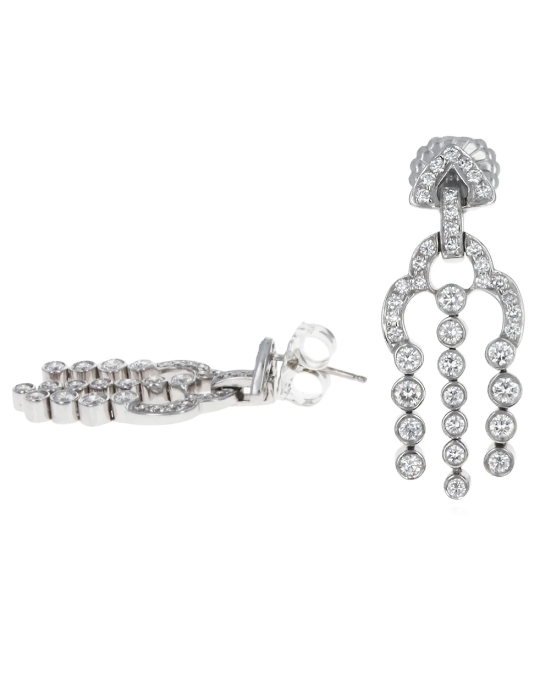Diamond 3 Row Dangle Earrings - Image 2