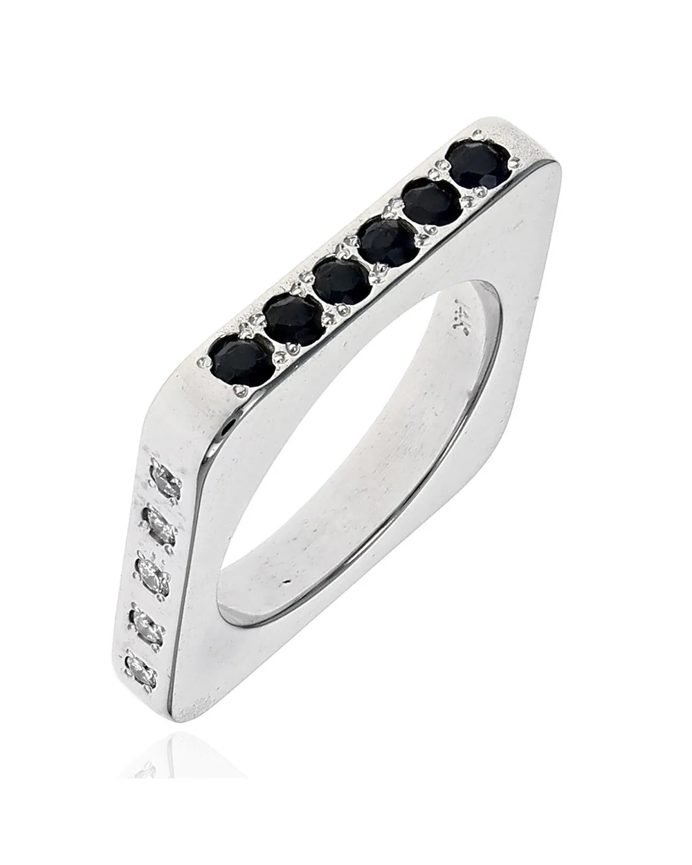 Diamond and Sapphire Square Stack Band
