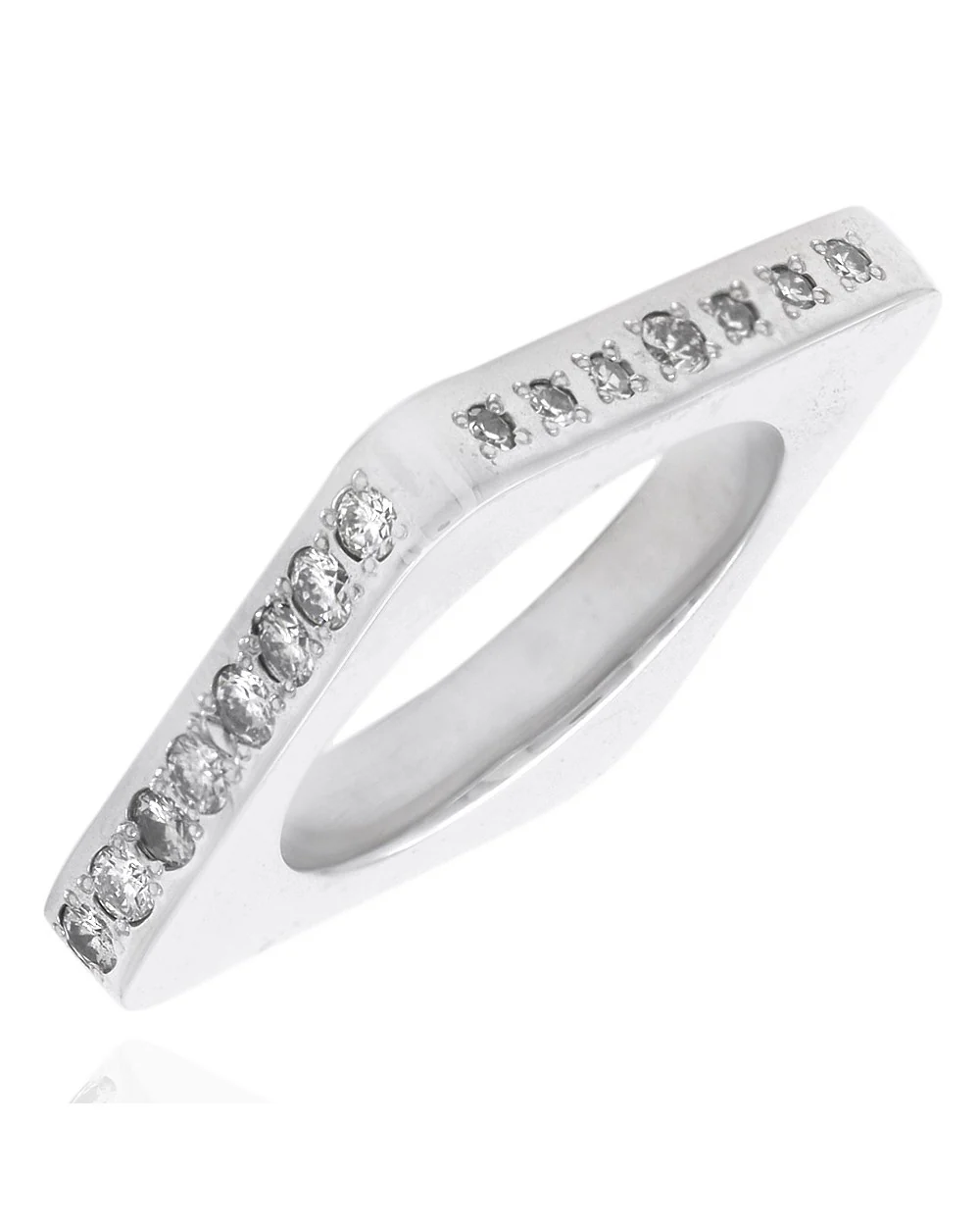Diamond and Sapphire Square Stack Band