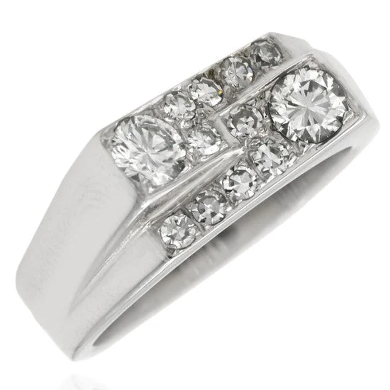 18K White Gold Diamond Bypass Fashion Ring