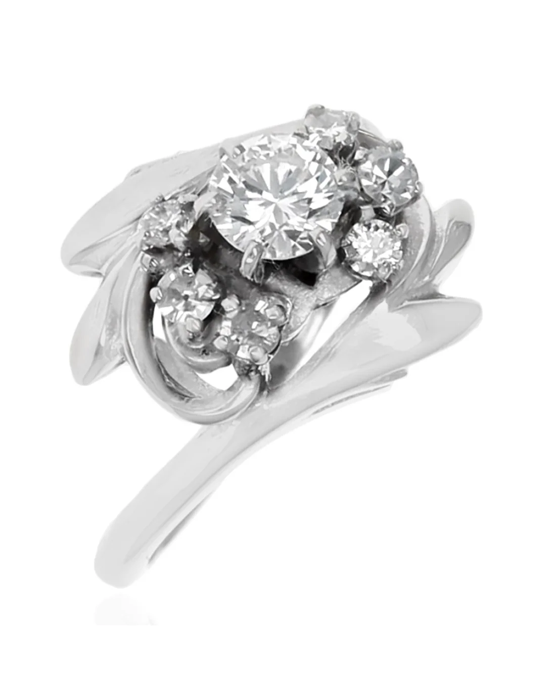 Diamond Bypass Foliate Ring