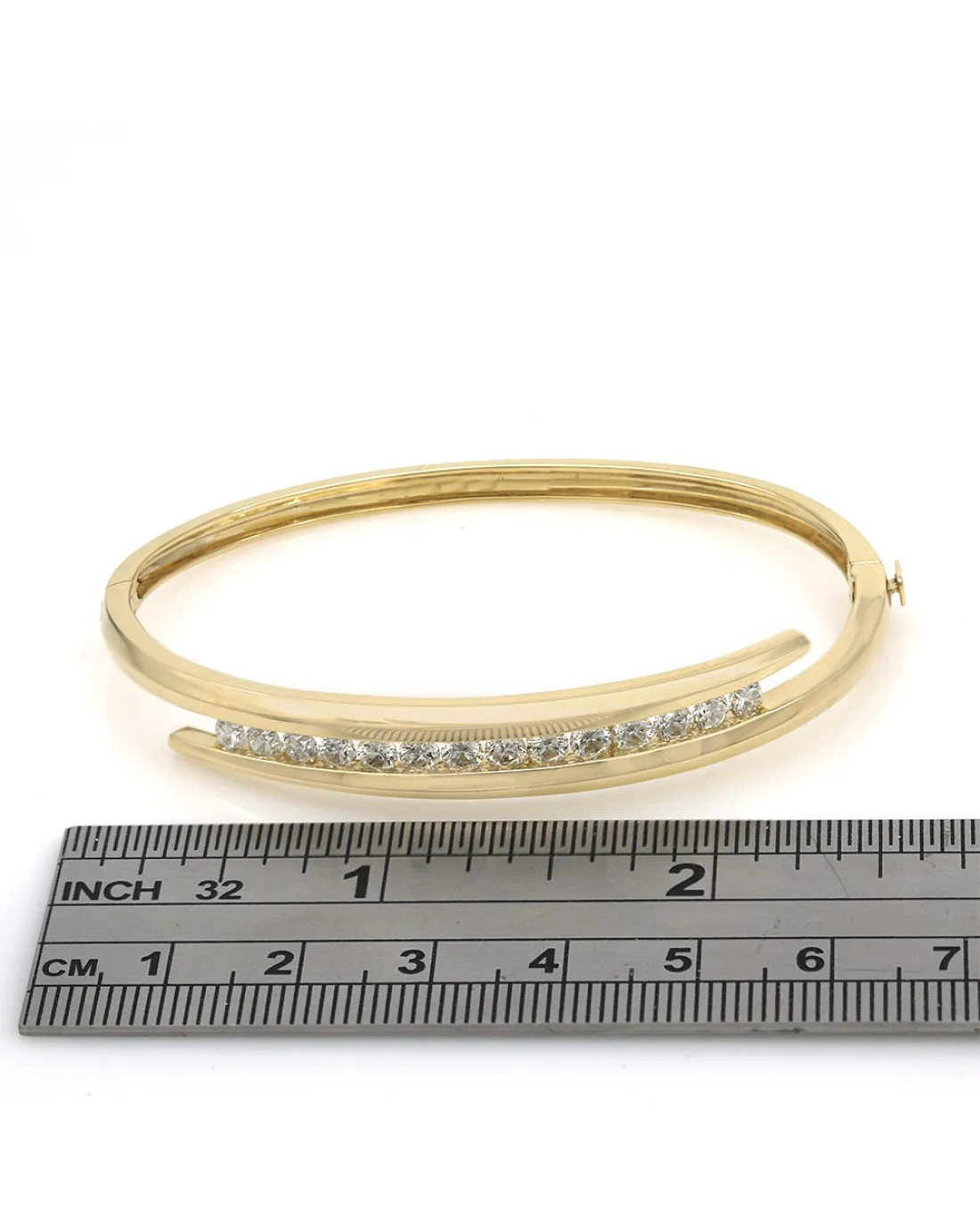 Diamond Bypass Hinged Bangle Bracelet - Image 3