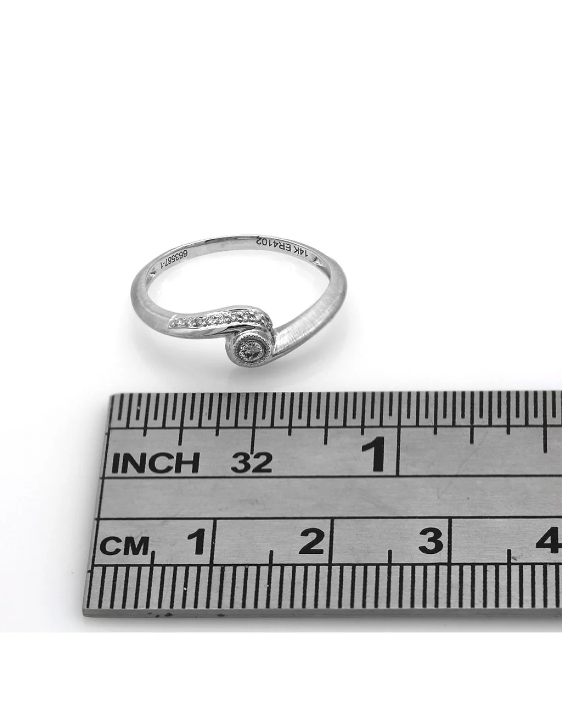 Diamond Bypass Ring in 14K Brushed White Gold - Image 3