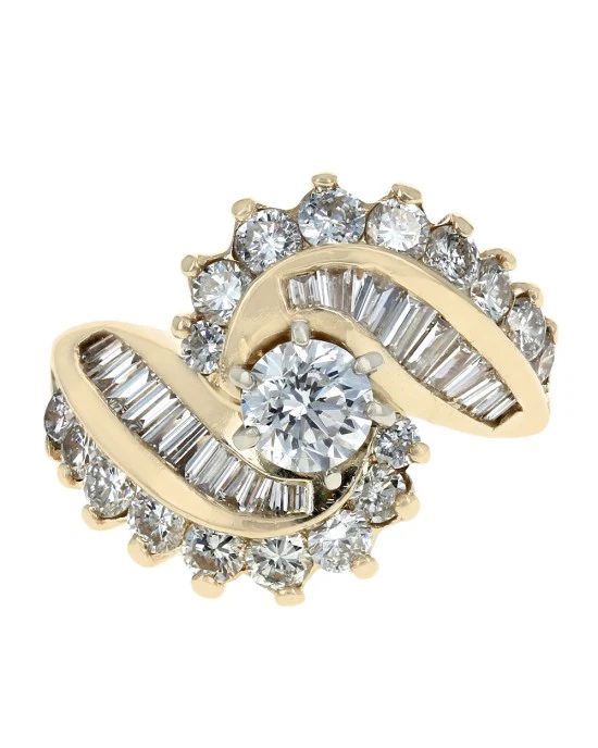 Diamond Bypass Ring in Yellow Gold - Image 2