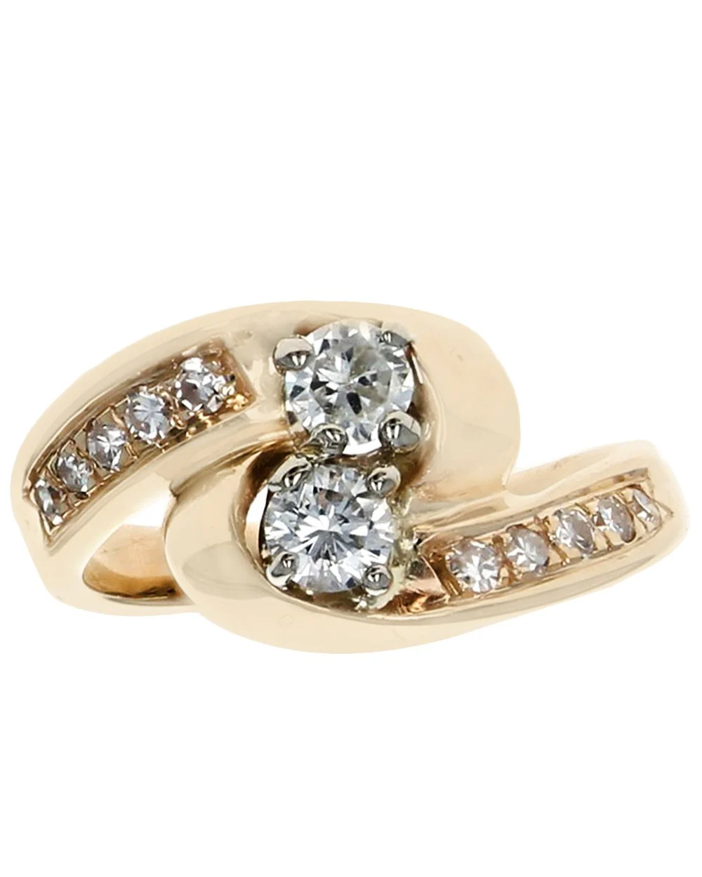 Diamond Bypass Ring in Yellow Gold - Image 2