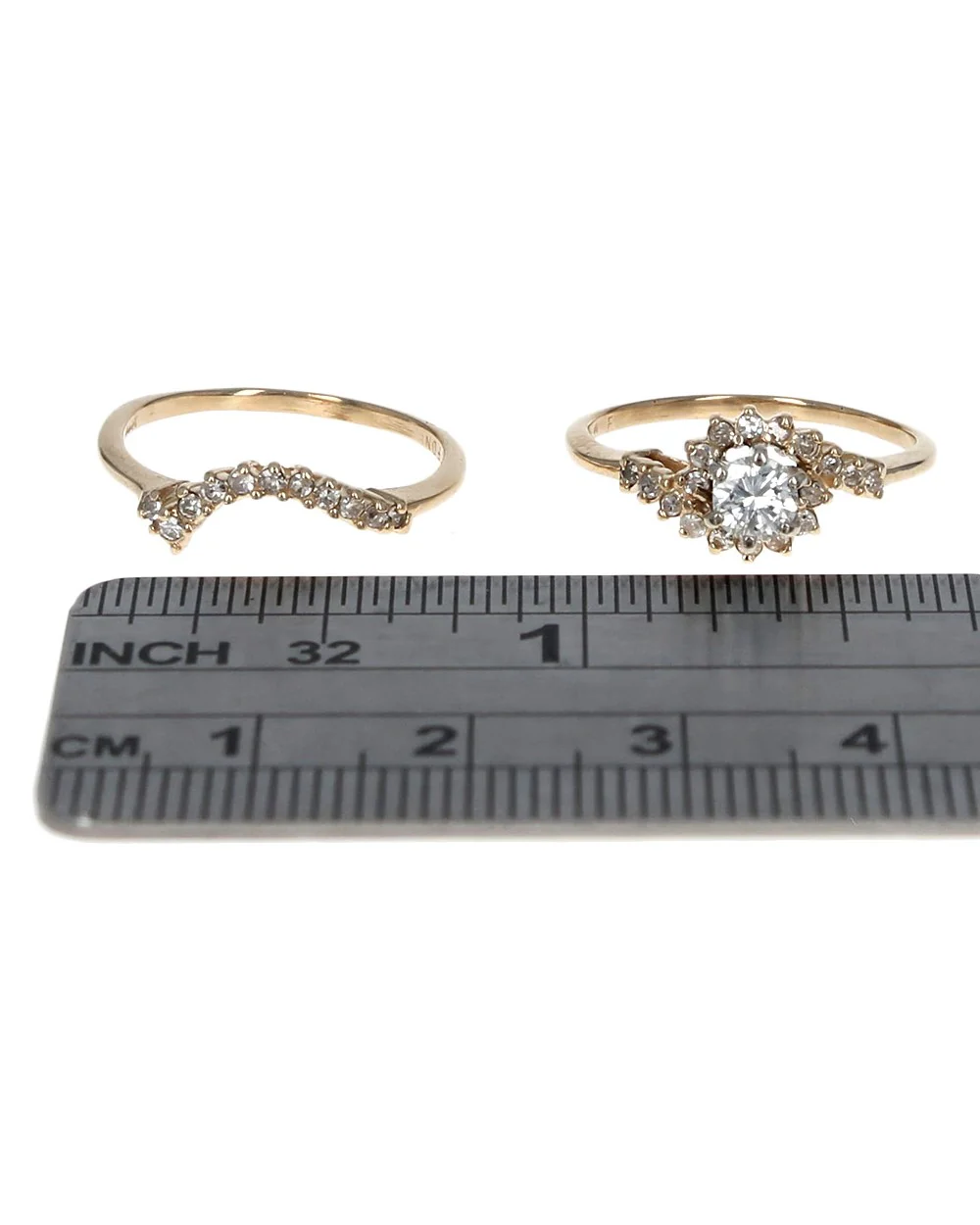 Diamond Bypass Wedding Set in White and Yellow Gold - Image 3