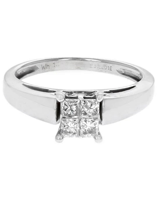 Diamond Cathedral Style Engagement Ring in White Gold - Image 2