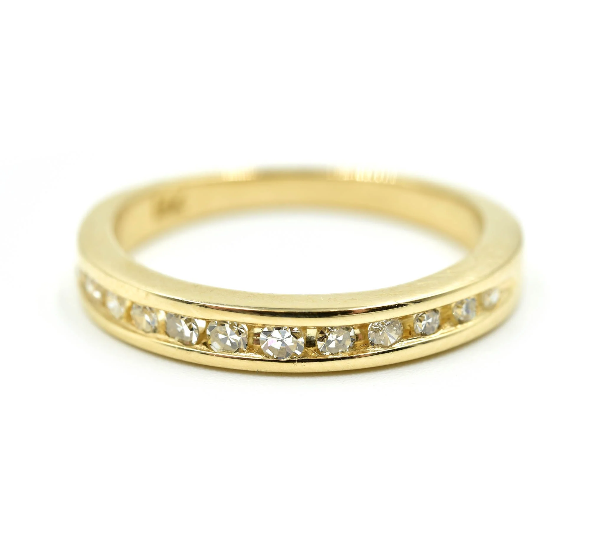 Diamond Channel Set Wedding Band 14k Yellow Gold