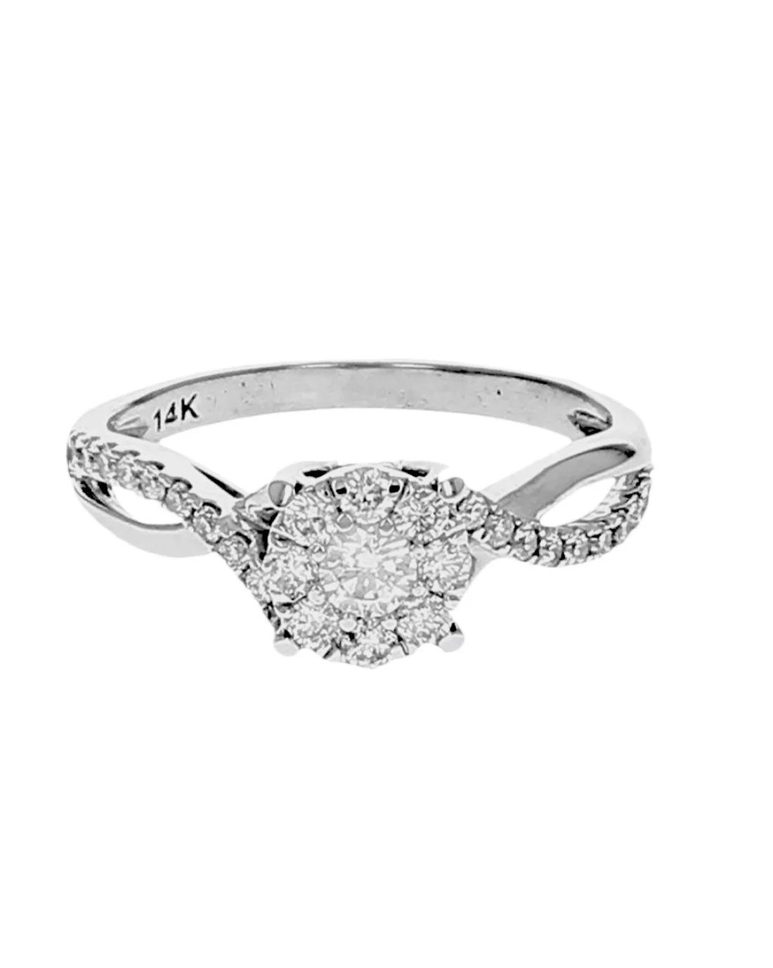 Diamond Cluster Crossover Shank Engagement Ring - Image 2