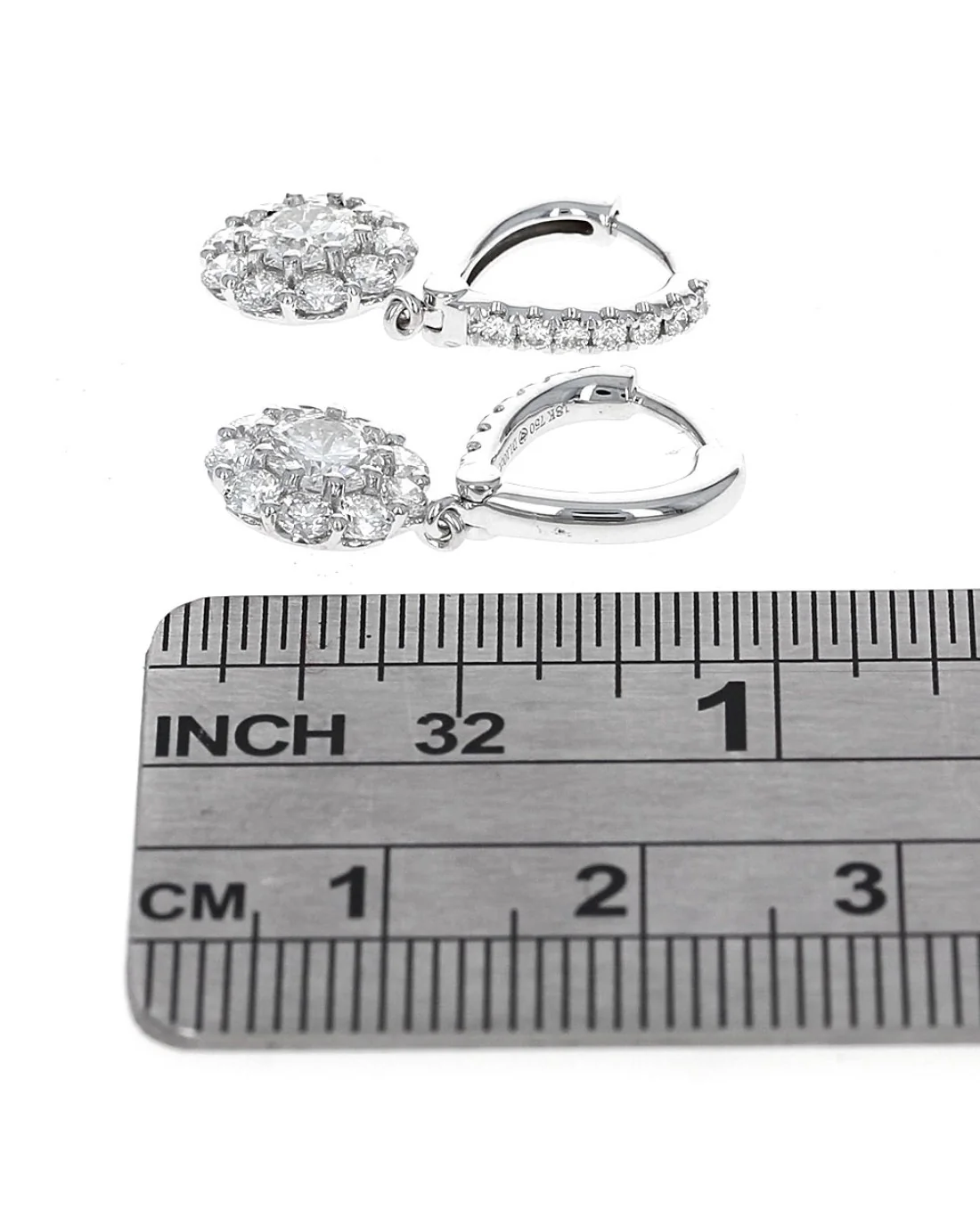 Diamond Cluster Drop Earings - Image 3