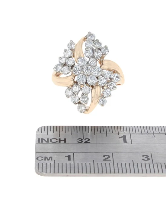 Diamond Cluster Fluted Ring - Image 3