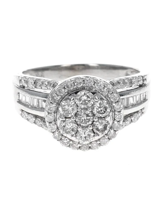 Diamond Cluster Halo Ring in White Gold - Image 2