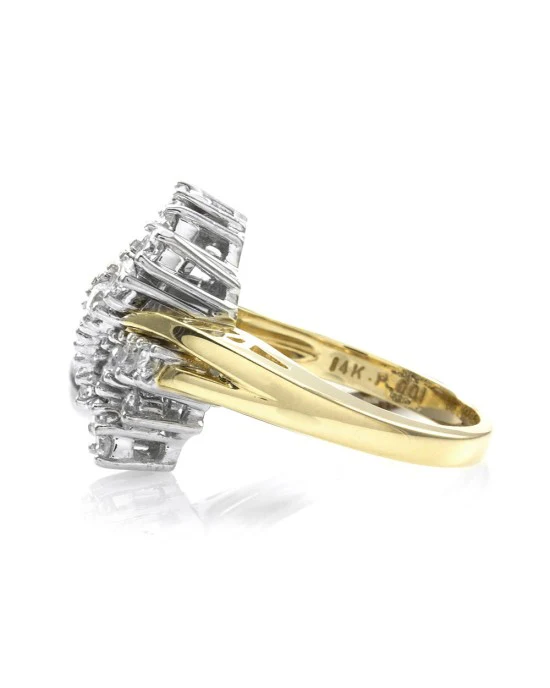 Diamond Cluster Ring in White and Yellow Gold - Image 2