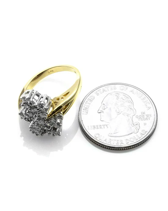 Diamond Cluster Ring in White and Yellow Gold - Image 3