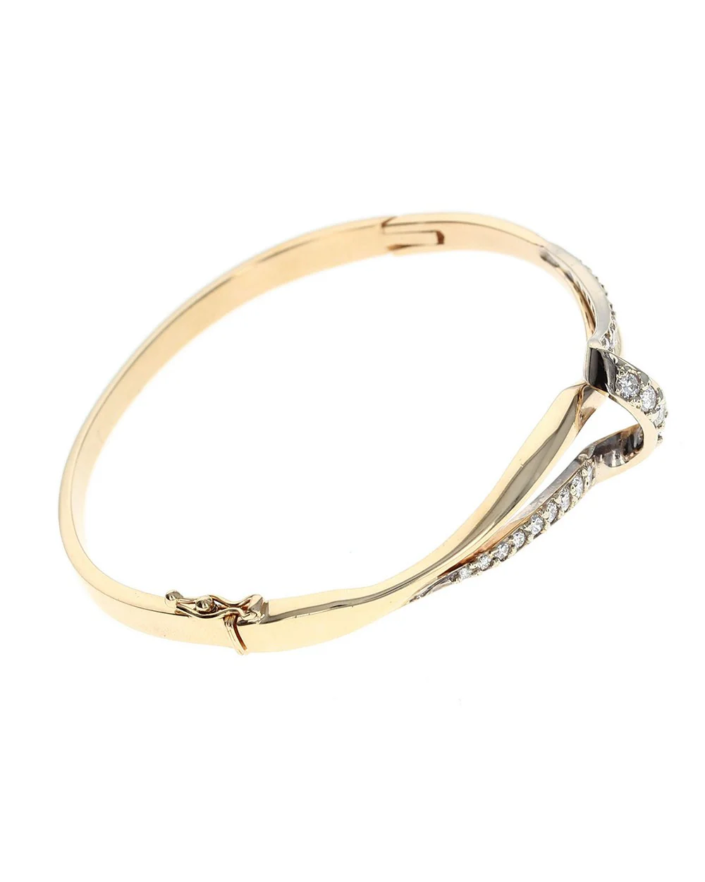 Diamond Crossover Ribbon Bangle Bracelet - Image 2