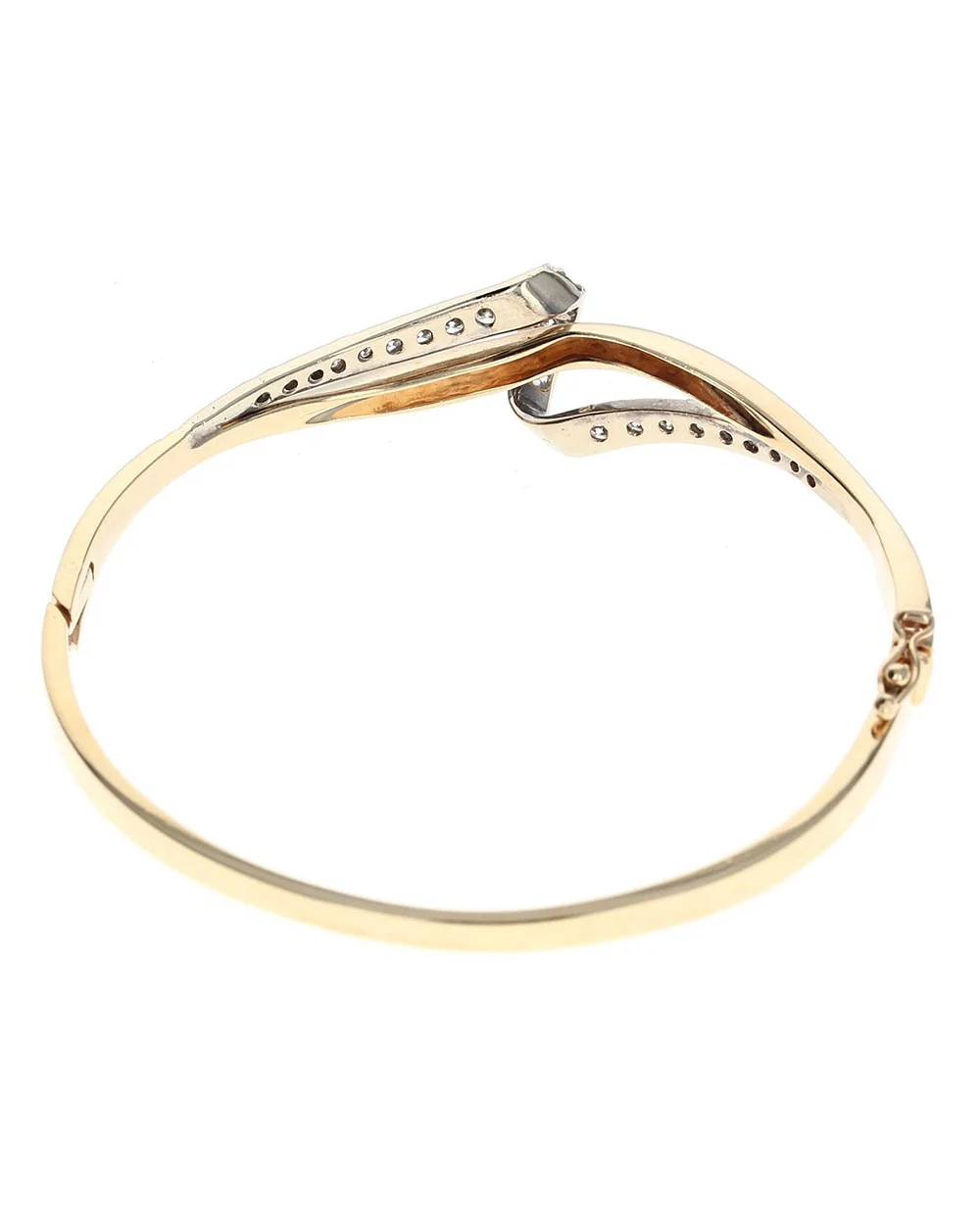 Diamond Crossover Ribbon Bangle Bracelet - Image 3