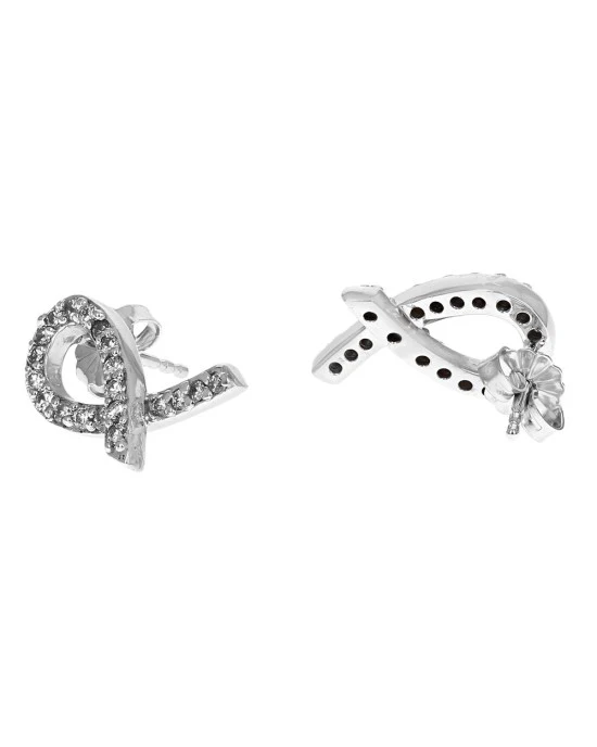 Diamond Crossover Ribbon Earrings - Image 2