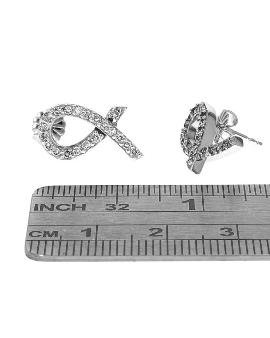 Diamond Crossover Ribbon Earrings - Image 3