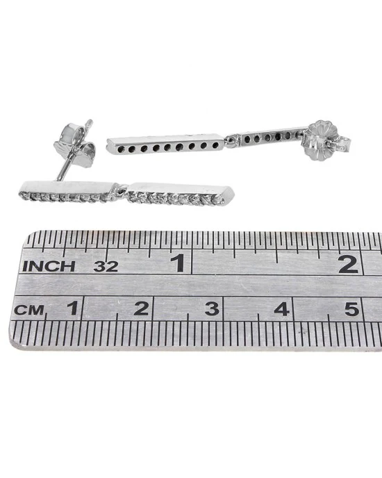 Diamond Double Bar Dangle Earrings - Image 3