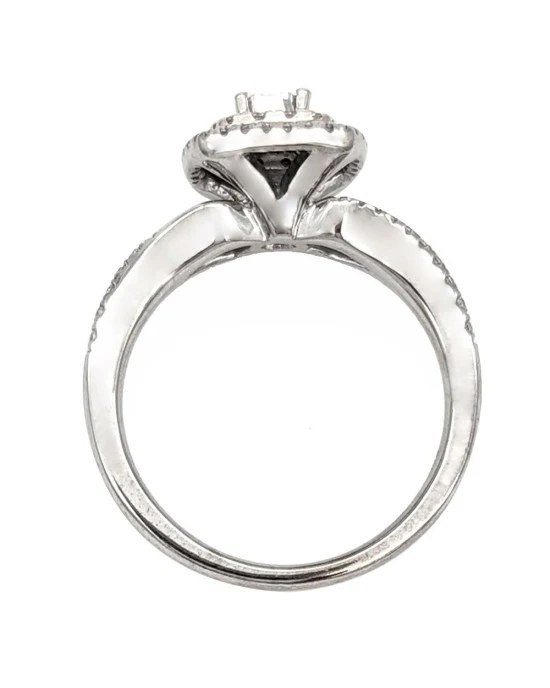 Diamond Double Halo Engagement Ring in White and Rose Gold - Image 3