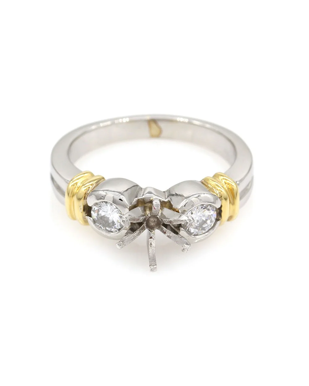 Diamond Engagement Ring Mounting in Platinum and Gold - Image 2