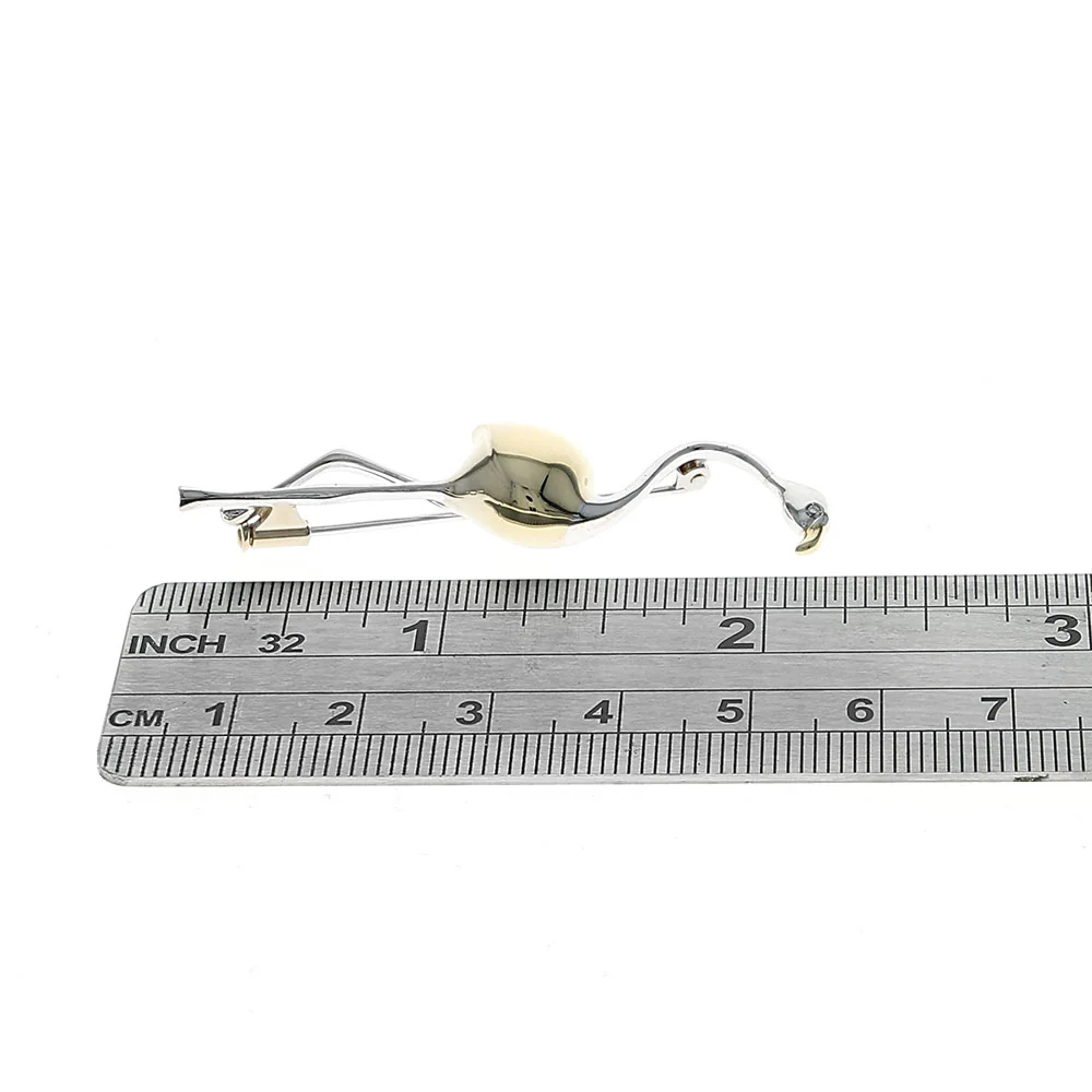 Diamond Flamingo Pin in White and Yellow Gold - Image 3
