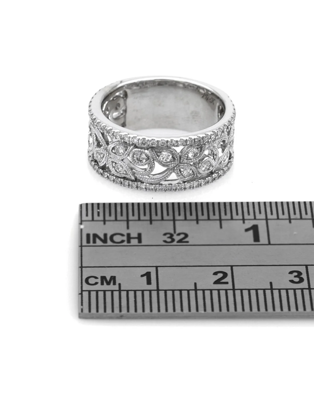 Diamond Floral Anniversary Band in White Gold - Image 3