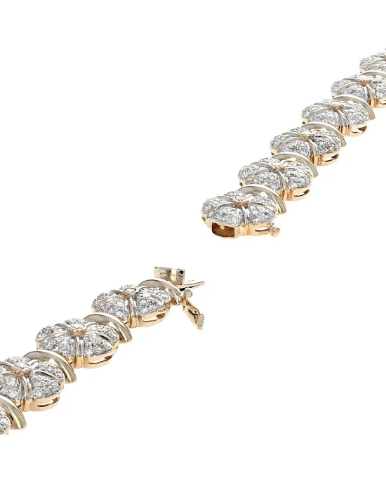 Diamond Flower Bracelet in 2 Tone Gold - Image 2
