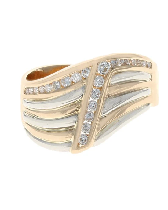 Diamond Fluted Wave Band in Platinum and Yellow Gold - Image 2
