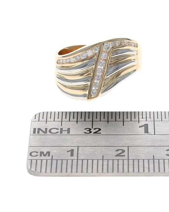 Diamond Fluted Wave Band in Platinum and Yellow Gold - Image 3