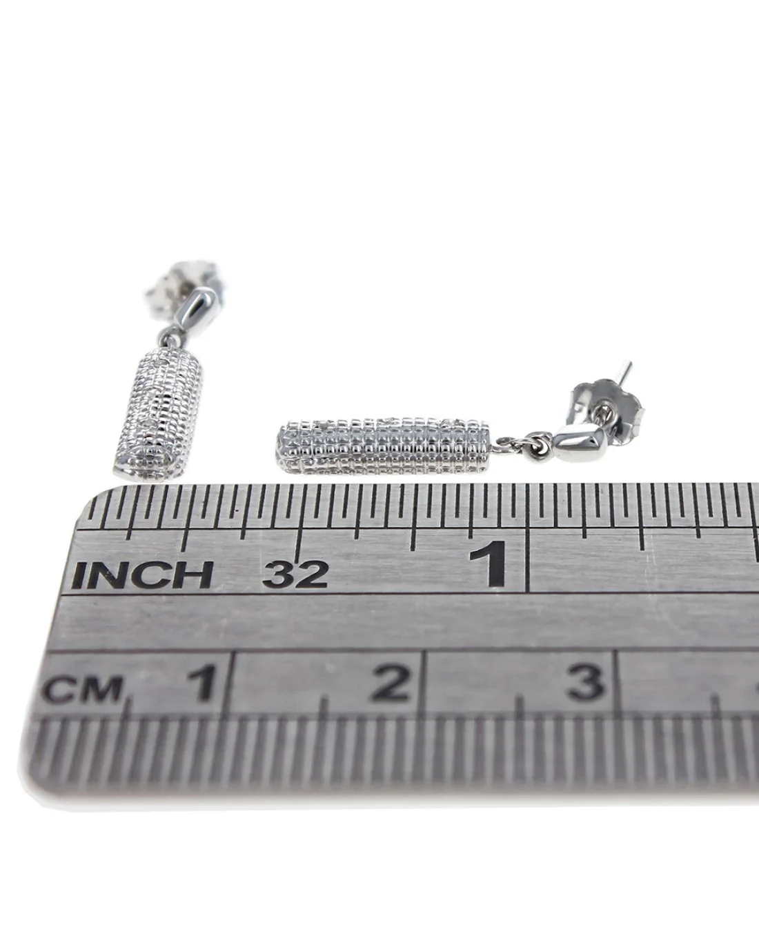 Diamond Half Cylinder Drop Earrings - Image 3
