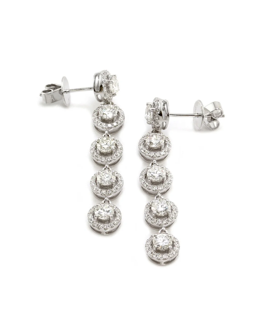 Diamond Halo Drop Earrings in Gold - Image 2