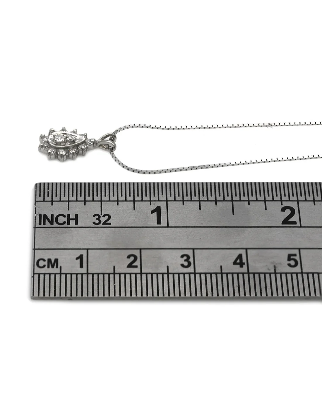 Diamond Halo Pear Shaped Drop Necklace - Image 3