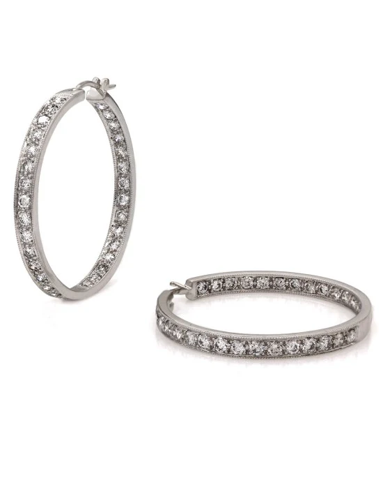 Diamond Hoop Earrings in Gold - Image 2